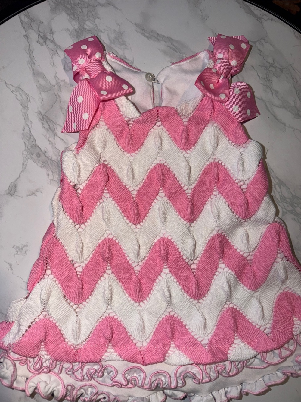 Bonnie Baby Pink & White Geometric Dress Baby 12M